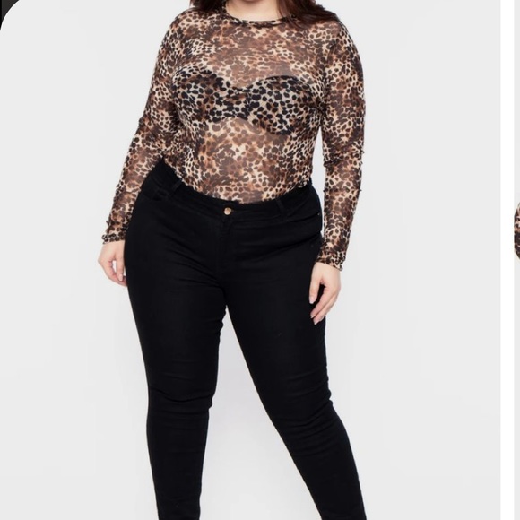 Liliana Tops - Last Call NWT’s Cheetah bodysuit sheer